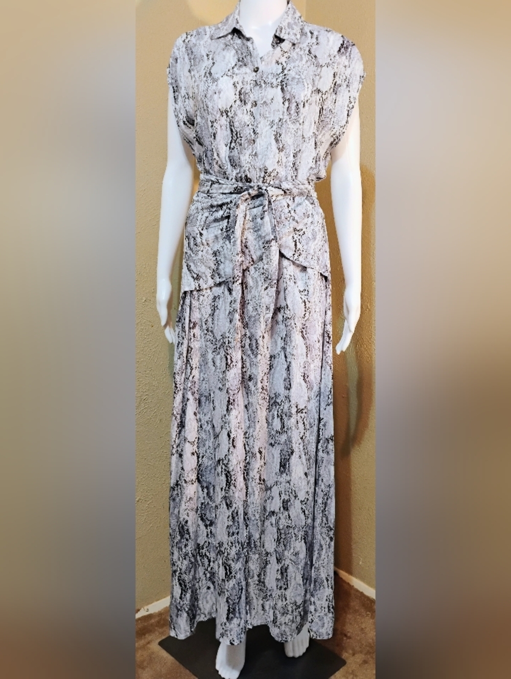 Olivaceous Snake-Print Maxi Dress